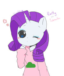 Size: 1136x1352 | Tagged: safe, artist:chametzkiwi, rarity, pony, g4, clothes, female, one eye closed, shirt, solo, todomatsu, wink