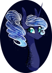 Size: 990x1400 | Tagged: safe, artist:australian-senior, princess luna, alicorn, pony, g4, alternate hairstyle, bust, female, simple background, solo