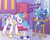 Size: 1280x1024 | Tagged: safe, artist:sylph-space, princess celestia, princess luna, alicorn, pony, g4, age regression, baby bottle, bib, bottle, chair, clothes, cup, diaper, duo, duo female, female, filly, floppy ears, foal, folded wings, glowing, glowing horn, highchair, hoof on cheek, horn, indoors, kitchen, magic, mare, milk, momlestia, open mouth, peytral, reflection, royal sisters, shoes, siblings, sippy cup, sisters, spill, telekinesis, wings, woona, younger