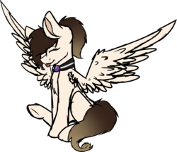 Size: 1024x885 | Tagged: safe, artist:fizzy2014, oc, oc only, oc:roxy, pony, collar, eyes closed, female, mare, simple background, solo, spread wings, tongue out, transparent background, wings