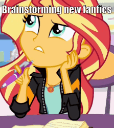 Size: 600x672 | Tagged: safe, edit, screencap, sunset shimmer, equestria girls, equestria girls specials, g4, my little pony equestria girls: mirror magic, animated, cute, expressions, fanfic, female, gif, image macro, meme, shimmerbetes, solo