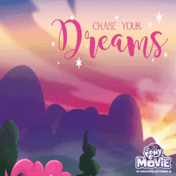 Size: 400x400 | Tagged: safe, pinkie pie, earth pony, pony, g4, my little pony: the movie, official, animated, blinking, chase your dreams, cute, diapinkes, female, gif, jumping, mare, my little pony logo, open mouth, pronking, smiling, solo