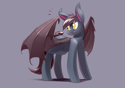Size: 3507x2480 | Tagged: safe, artist:underpable, oc, oc only, oc:ventress, bat pony, pony, female, high res, looking back, mare, simple background, solo