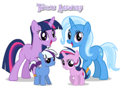 Size: 550x400 | Tagged: safe, artist:lunaboticmod, trixie, twilight sparkle, oc, pony, unicorn, g4, family, female, lesbian, mare, ship:twixie, shipping