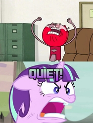 Size: 1920x2560 | Tagged: safe, artist:optimussparkle, edit, edited screencap, screencap, starlight glimmer, pony, g4, the cutie map, angry, benson, male, quiet, ragelight glimmer, regular show