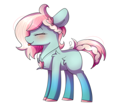 Size: 2000x1735 | Tagged: safe, artist:soundwavepie, oc, oc only, oc:roseshell, earth pony, pony, blushing, eyes closed, female, jewelry, mare, necklace, shoulder fluff, simple background, solo, tongue out, transparent background