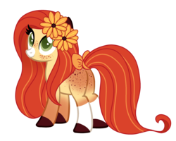Size: 2500x2000 | Tagged: safe, artist:angei-bites, oc, oc only, earth pony, pony, bow, female, flower, flower in hair, freckles, high res, mare, simple background, solo, tail bow, transparent background
