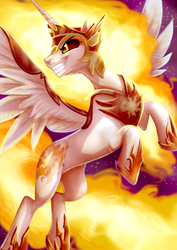 Size: 2480x3507 | Tagged: safe, artist:yulyeen, daybreaker, alicorn, pony, a royal problem, g4, armor, female, high res, mane of fire, mare, solo