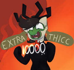 Size: 2028x1910 | Tagged: safe, artist:marsminer, oc, oc only, oc:keith, pony, aku, crossover, extra thicc, samurai jack, solo, thick