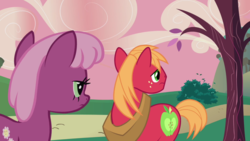 Size: 1919x1080 | Tagged: safe, screencap, big macintosh, cheerilee, earth pony, pony, g4, hearts and hooves day (episode), animation error, duo, female, male, mare, stallion, twisted neck