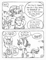 Size: 849x1100 | Tagged: safe, artist:circe, rarity, oc, oc:gothy moon, anthro, comic:soreloser, g4, ass, black and white, butt, comic, grayscale, monochrome, traditional art