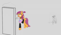 Size: 1024x584 | Tagged: safe, artist:cosmonaut, scootaloo, sweetie belle, pony, g4, alternate hairstyle, clothes, mirror