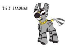 Size: 1024x623 | Tagged: safe, artist:cosmonaut, oc, oc only, oc:big z zakoriah, zebra, gold tooth, jewelry, necklace, simple background, solo, sunglasses, white background