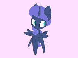 Size: 4000x3000 | Tagged: safe, artist:sunny4sunnly, artist:syncbanned, princess luna, alicorn, pony, g4, chibi, collaboration, ear fluff, female, mare, simple background, solo