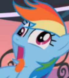 Size: 558x623 | Tagged: safe, screencap, rainbow dash, pony, g4, sweet and elite, derp, faic, female, icon, majestic as fuck, mare, rainbow dash is best facemaker, solo, tongue out