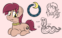 Size: 934x579 | Tagged: safe, artist:glimglam, oc, oc only, oc:aliyah, lamia, original species, snake, snake pony, fangs, jewelry, looking at you, lying down, necklace, ouroboros, reference sheet, simple background, snek, solo