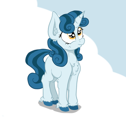 Size: 1543x1539 | Tagged: safe, artist:paskanaakka, derpibooru exclusive, oc, oc only, oc:cerulean swirls, pony, unicorn, abstract background, alternate hairstyle, chest fluff, colored hooves, ear fluff, female, filly, freckles, solo, younger