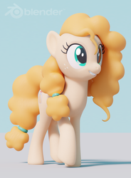 Size: 3016x4096 | Tagged: safe, artist:therealdjthed, pear butter, earth pony, pony, g4, the perfect pear, 3d, 3d model, blender, blender cycles, cute, cycles render, female, high res, mare, model:djthed, pearabetes, simple background, solo