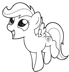 Size: 935x971 | Tagged: safe, artist:pinkiepie6680, scootaloo, pony, g4, female, lineart, monochrome, solo