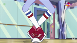 Size: 1366x768 | Tagged: safe, screencap, sugarcoat, equestria girls, equestria girls specials, g4, my little pony equestria girls: dance magic, clothes, converse, crystal prep academy, legs, shoes, sneakers, socks, teletoon