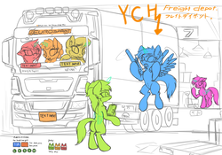 Size: 3500x2448 | Tagged: safe, artist:orang111, pegasus, pony, base, commission, depot, fixed, high res, sketch, truck, trucker, your character here