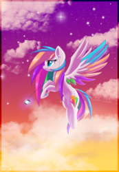 Size: 1632x2356 | Tagged: safe, artist:lyra-stars, oc, oc only, oc:starblaze, pegasus, pony, cloud, flying, solo