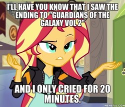 Size: 600x512 | Tagged: safe, edit, edited screencap, screencap, sunset shimmer, equestria girls, friendship games, g4, guardians of the galaxy, image macro, meme, memeful.com, no weenies allowed, spoilers for another series, spongebob squarepants