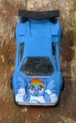 Size: 558x892 | Tagged: safe, artist:40kponyguy, derpibooru exclusive, rainbow dash, pegasus, pony, g4, car, cloud, female, lamborghini, lamborghini countach, solo, toy, wip