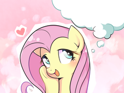 Size: 1024x768 | Tagged: safe, artist:haden-2375, fluttershy, pegasus, pony, g4, cute, female, mare, shyabetes, smiling, solo, thought bubble