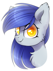 Size: 1085x1449 | Tagged: safe, artist:starlyfly, oc, oc only, oc:gabriel, pony, bust, fangs, female, mare, neck fluff, portrait, simple background, smiling, solo, transparent background