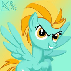 Size: 1500x1500 | Tagged: safe, artist:kelseyleah, lightning dust, pegasus, pony, g4, female, gradient background, mare, solo