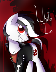 Size: 1224x1584 | Tagged: safe, artist:whitelie, oc, oc only, oc:white lie, pony, clothes, jacket, jewelry, metal, pendant, solo
