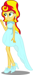 Size: 3510x7870 | Tagged: safe, artist:atomicmillennial, sunset shimmer, equestria girls, g4, absurd resolution, alternate hairstyle, clothes, dress, ear piercing, earring, female, high heels, piercing, shoes, simple background, smiling, solo, transparent background