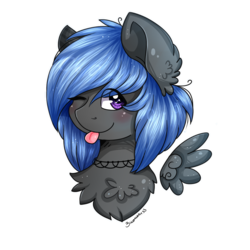 Size: 1000x1000 | Tagged: safe, artist:bizonekx33, oc, oc only, oc:nezsu, pony, cute, female, gift art, looking at you, mare, one eye closed, simple background, solo, tongue out, transparent background, wink