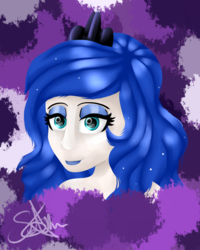 Size: 2000x2500 | Tagged: safe, artist:saturnstar14, princess luna, human, g4, abstract background, bust, female, high res, humanized, portrait, solo