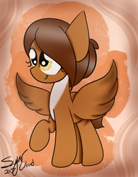 Size: 331x424 | Tagged: safe, artist:sugarcloud12, oc, oc only, oc:wild song, pegasus, pony, female, mare, raised hoof, solo, spread wings, wings