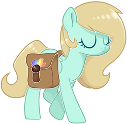 Size: 1629x1593 | Tagged: safe, artist:astralblues, oc, oc only, oc:colorain, pegasus, pony, eyes closed, female, mare, saddle bag, simple background, solo, white background