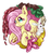 Size: 5500x6000 | Tagged: safe, artist:waffleponypanda, angel bunny, fluttershy, pony, g4, absurd resolution, bust, duo, element of kindness, flower, looking at you, looking up, portrait