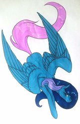 Size: 1024x1591 | Tagged: safe, artist:oneiria-fylakas, oc, oc only, pegasus, pony, female, mare, solo, traditional art