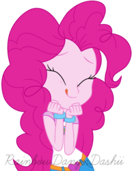 Size: 1024x1329 | Tagged: safe, artist:bezziie, pinkie pie, equestria girls, g4, my little pony equestria girls: legend of everfree, cute, diapinkes, eyes closed, female, happy, licking, licking lips, simple background, solo, tongue out, transparent background