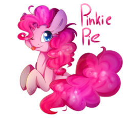 Size: 2389x2215 | Tagged: safe, artist:soundwavepie, pinkie pie, pony, g4, female, high res, one eye closed, simple background, solo, tongue out, transparent background, wink