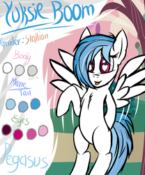 Size: 2500x3000 | Tagged: safe, artist:theskif, oc, oc only, oc:yuksieboom, pegasus, pony, bipedal, blue, blue hair, body, color, eye, eyes, forest, fur, gender, guide, heart, heart eyes, high res, male, mane, presenting, purple eyes, solo, stallion, tail, tongue out, wingding eyes, wings