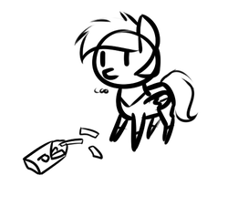 Size: 453x410 | Tagged: safe, artist:neuro, oc, oc only, pegasus, pony, birb, coo, cooing, food, monochrome, simple background, sketch, solo, white background