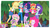 Size: 854x480 | Tagged: safe, screencap, applejack, fluttershy, pinkie pie, rainbow dash, rarity, sci-twi, spike, spike the regular dog, sunset shimmer, twilight sparkle, alicorn, dog, equestria girls, g4, my little pony equestria girls: legend of everfree, my little pony: the movie, boots, camp everfree outfits, clothes, converse, cowboy hat, eyes closed, glasses, hat, high heel boots, humane five, humane seven, humane six, legs, mane six, meme, pants, puppy, shoes, shorts, sleeveless, smiling, socks, twilight sparkle (alicorn)