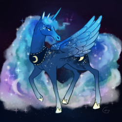 Size: 3000x3000 | Tagged: safe, artist:k9core, princess luna, alicorn, horse, pony, g4, ethereal mane, female, high res, hoers, lidded eyes, mare, solo