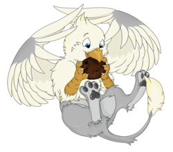 Size: 1000x874 | Tagged: safe, artist:ruster, oc, oc only, oc:der, griffon, cookie, food, paw pads, paws, simple background, solo, that griffon sure "der"s love cookies, transparent background, underpaw