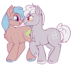 Size: 897x826 | Tagged: safe, artist:lulubell, colton john, levon song, neigh sayer, pony, g4, blind bag pony, boop, gay, male, neighsong, noseboop, shipping