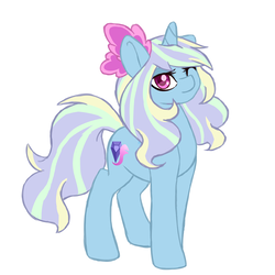 Size: 5500x5500 | Tagged: safe, artist:waffleponypanda, oc, oc only, oc:illusion gem, pony, absurd resolution, magical lesbian spawn, offspring, one eye closed, parent:rainbow dash, parent:trixie, parents:rainbowtrix, simple background, solo, white background