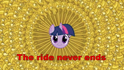 Size: 1920x1080 | Tagged: safe, artist:rapidbeta, twilight sparkle, pony, g4, :i, animated, faic, female, head, looking at you, mare, meme, scepter, smirk, solo, sound, text, the ride never ends, twiface, twilight scepter, wat, webm, youtube link