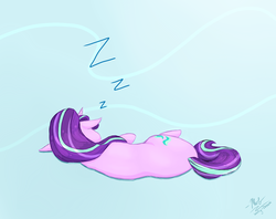 Size: 1280x1014 | Tagged: safe, artist:wolly-dream, starlight glimmer, pony, unicorn, g4, female, floppy ears, lying down, on side, sleeping, solo, zzz